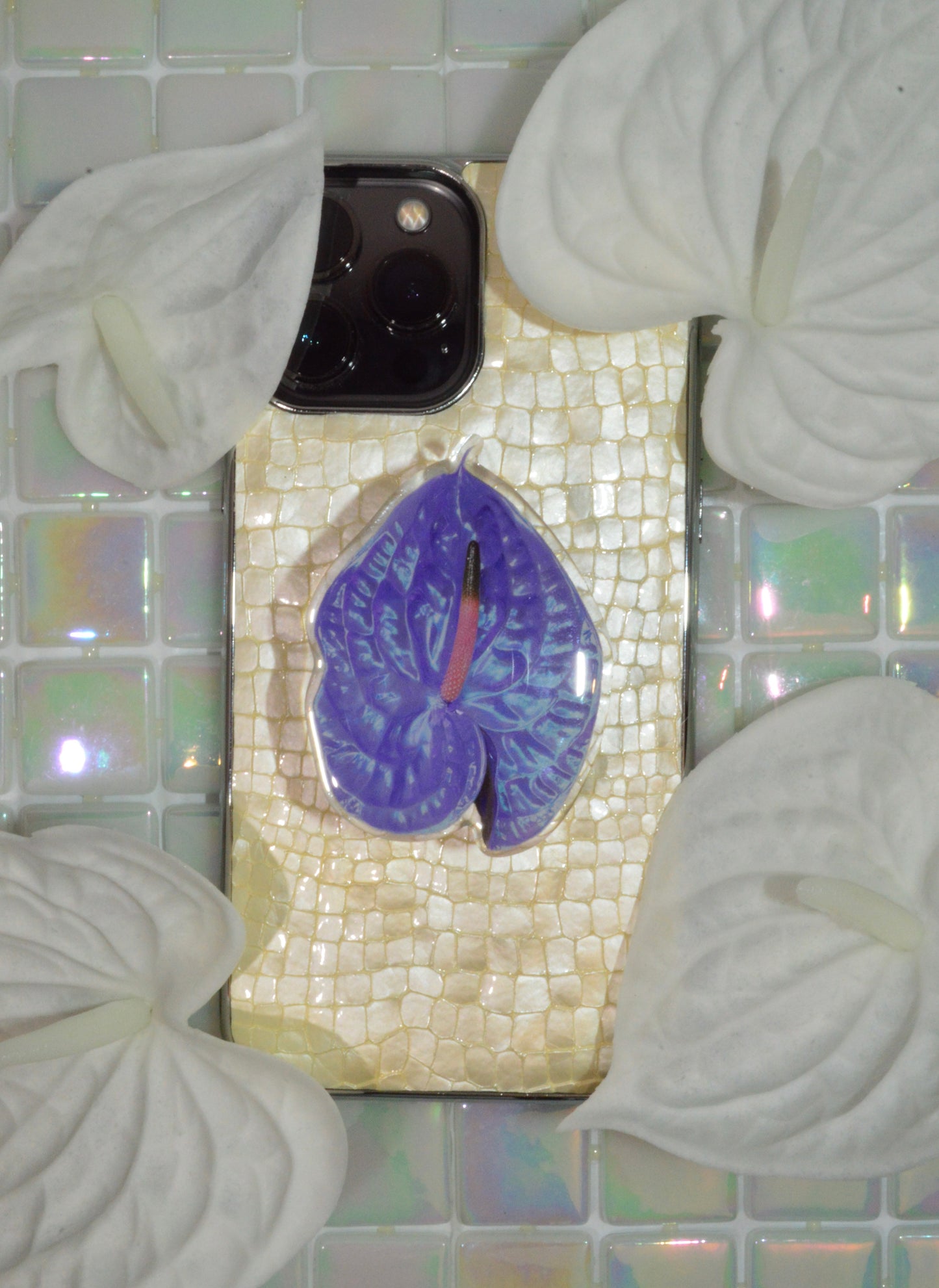 Chrome Anthurium Phone Grip