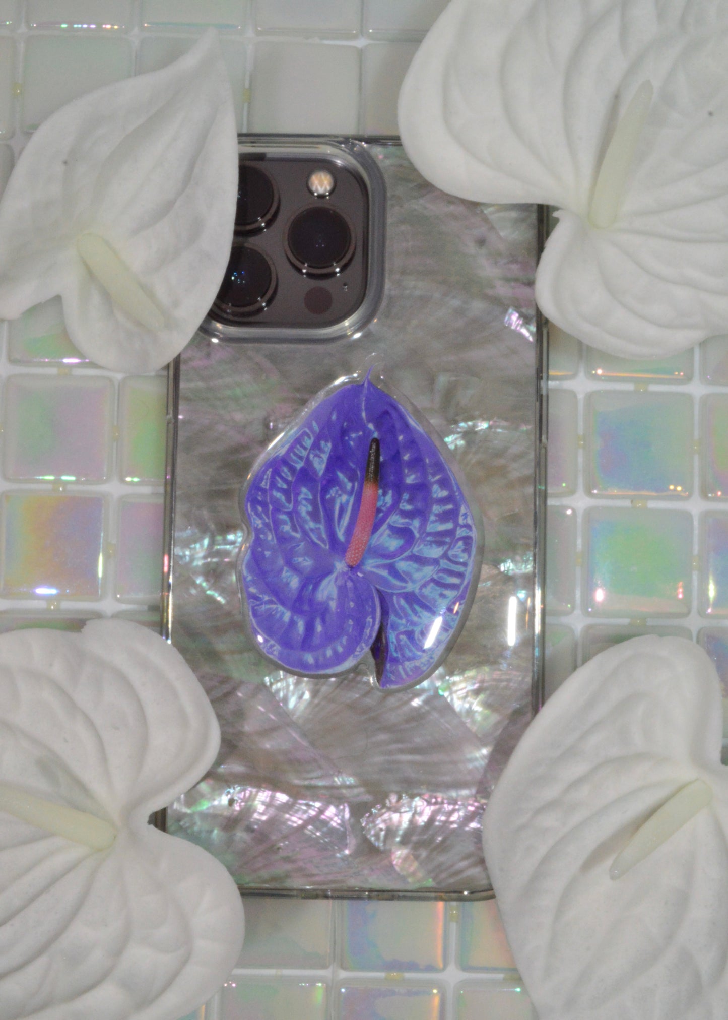 Chrome Anthurium Phone Grip