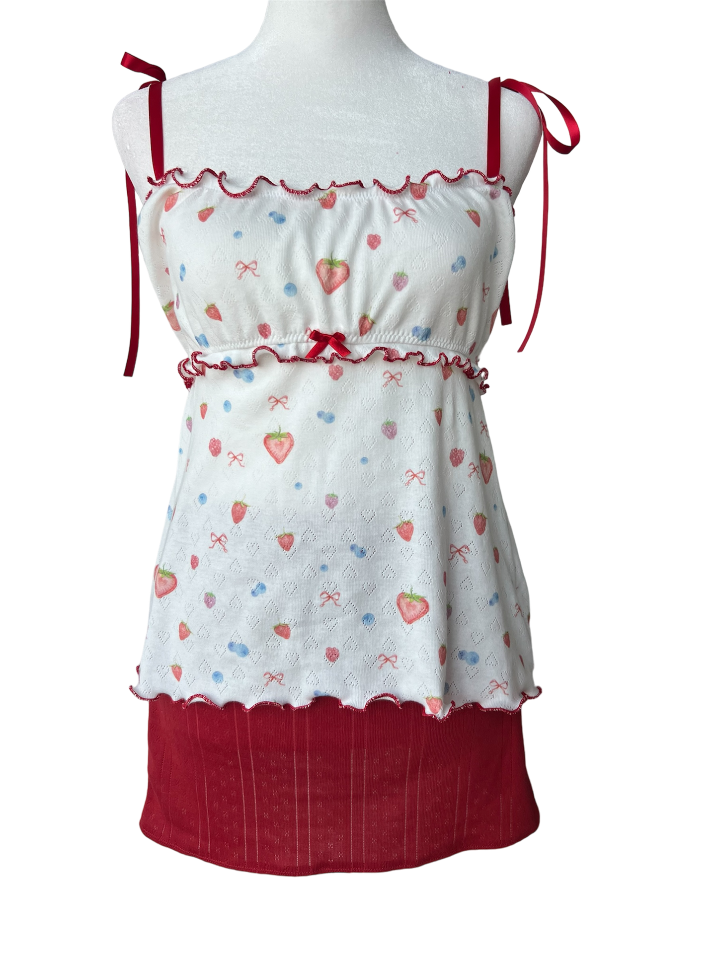 Red Pointelle Mini Skirt š